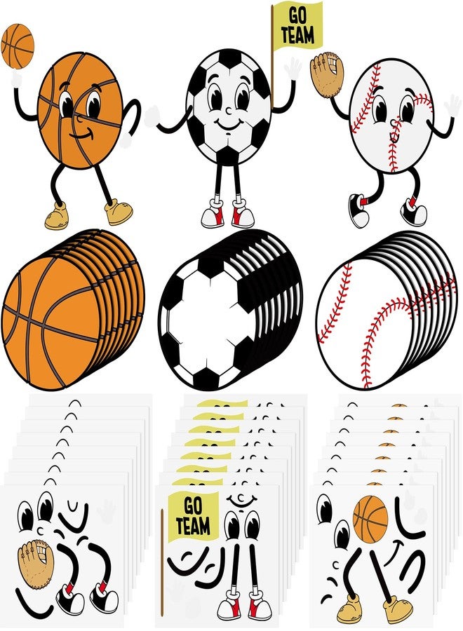 Glenmal 24 Pcs Team Sports Craft Kit Soccer Football Basketball Cutouts Crafts Sports Theme Stickers and Crafts for Baseball Party Favors Birthday Party Supplies Sunday School Activities - Image 1